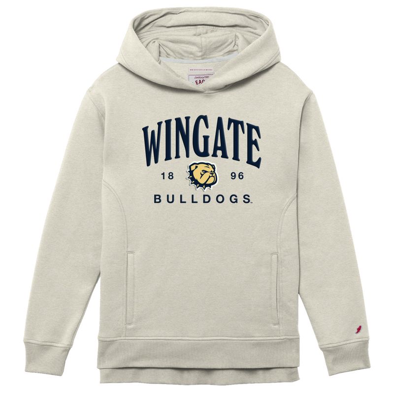 Ladies Oatmeal Wingate Dog Head 1896 Bulldogs 1991 Hoodie Sweatshirt