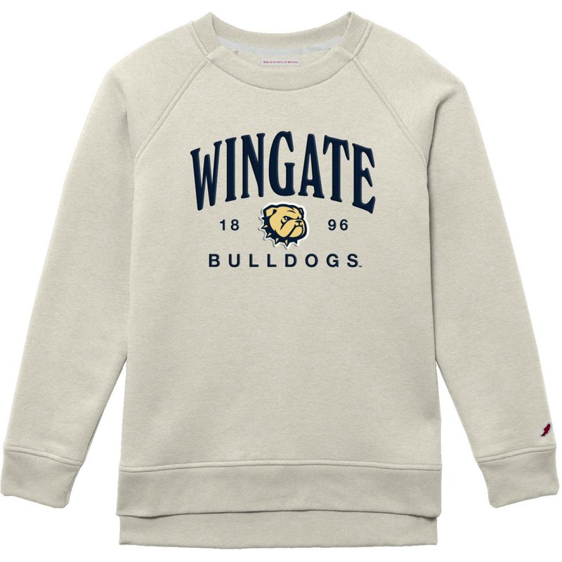 Ladies Oatmeal Wingate Dog Head 1896 Bulldogs 1991 Crewneck Sweatshirt
