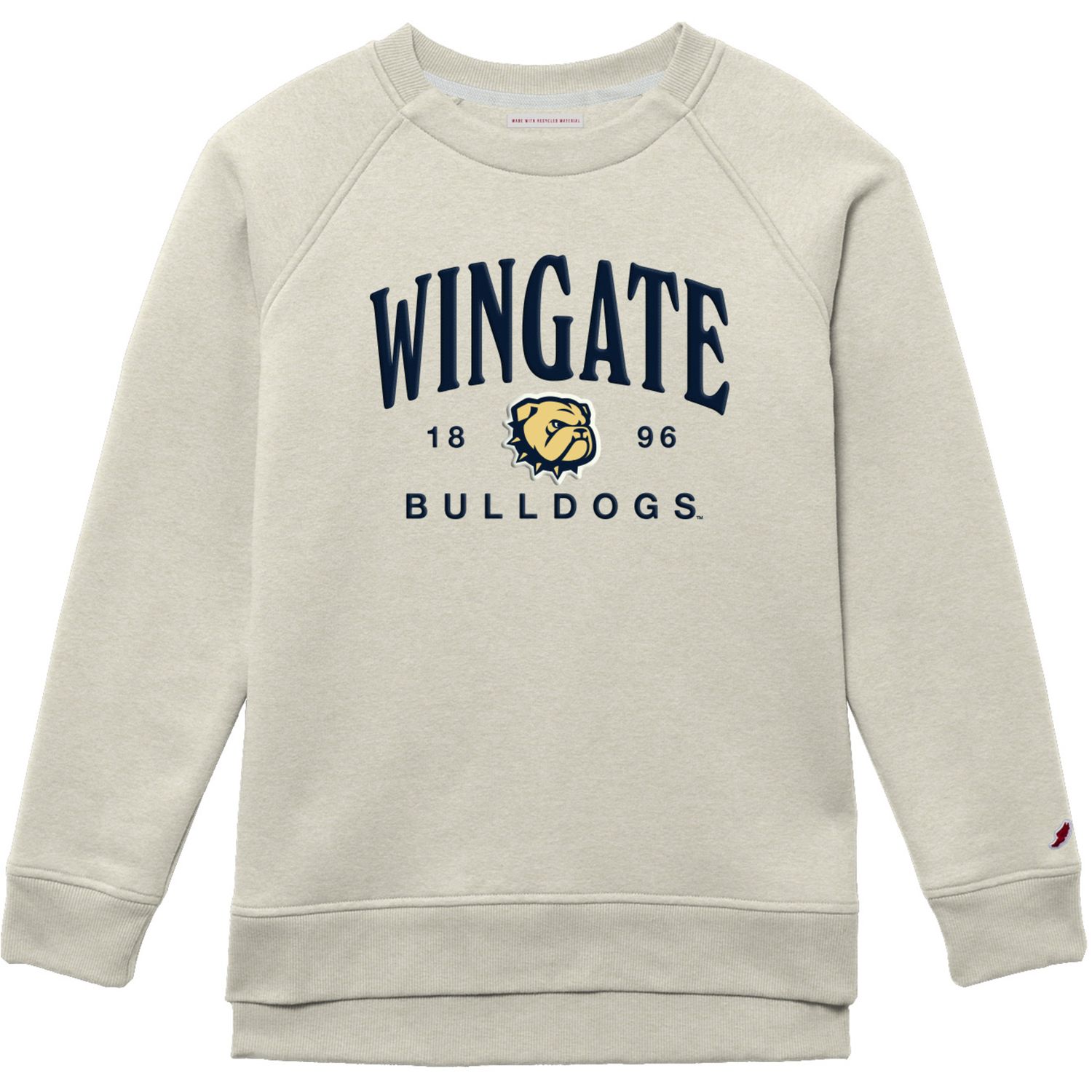 Ladies Oatmeal Wingate Dog Head 1896 Bulldogs 1991 Crewneck Sweatshirt, Size: SM