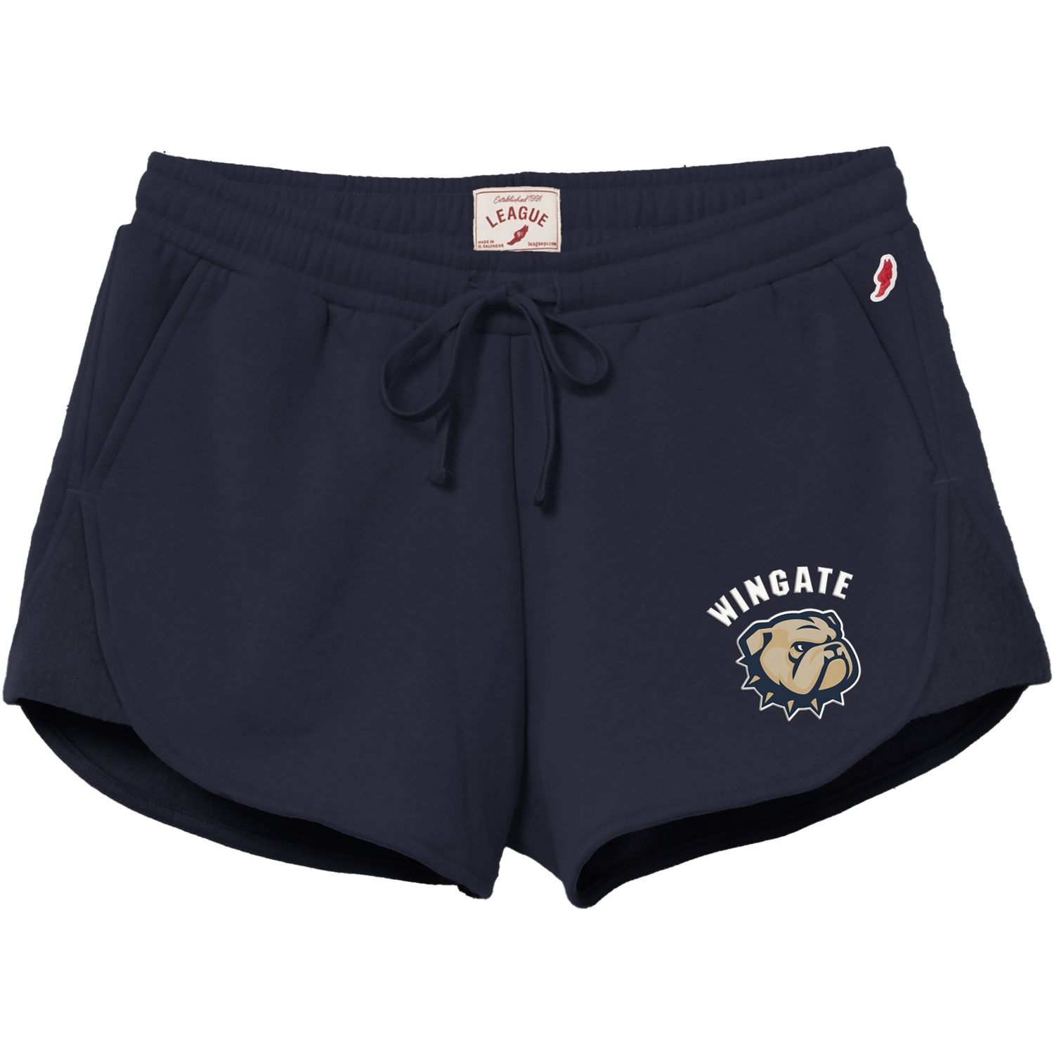 Navy Wingate Dog Head Embroidered Reverse Fleece Short, Size: SM