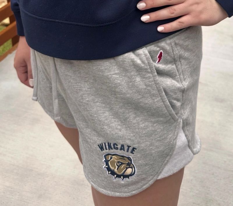 Grey Wingate Dog Head Embroidered Reverse Fleece Short