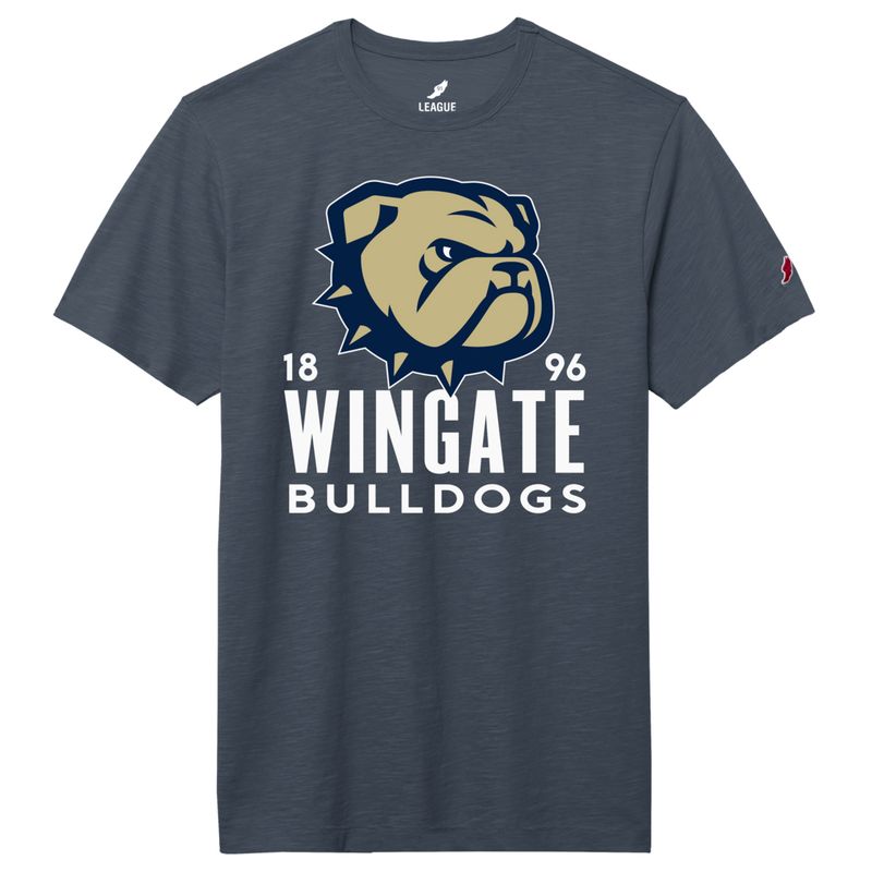 Spring Navy Dog Head 1896 Wingate Bulldogs Jersey Slub Short Sleeve T Shirt