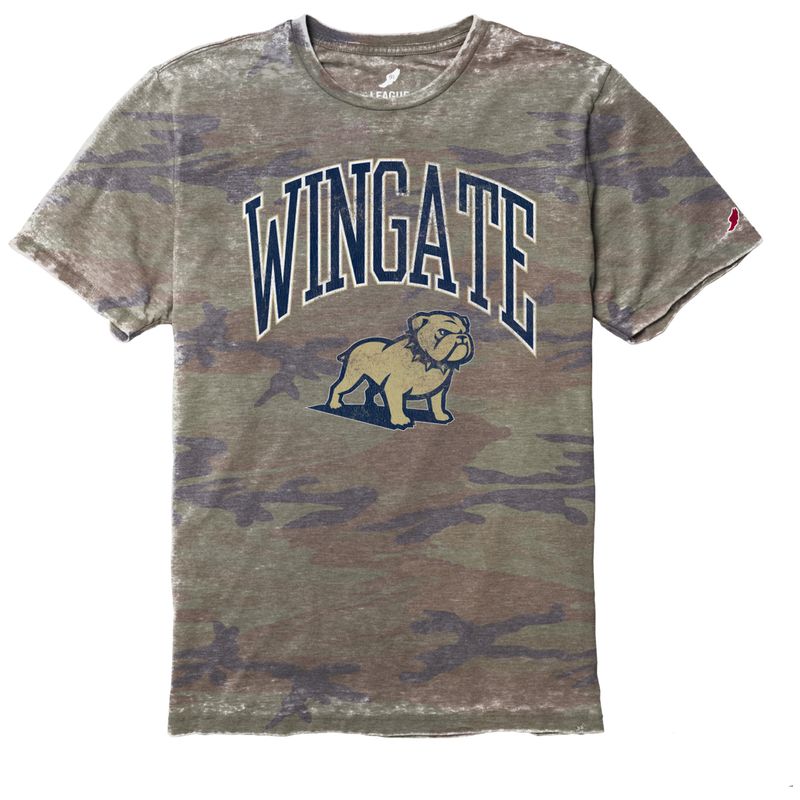 Heather Army Camo Wingate Dog Head Burnout Crew Short Sleeve T Shirt