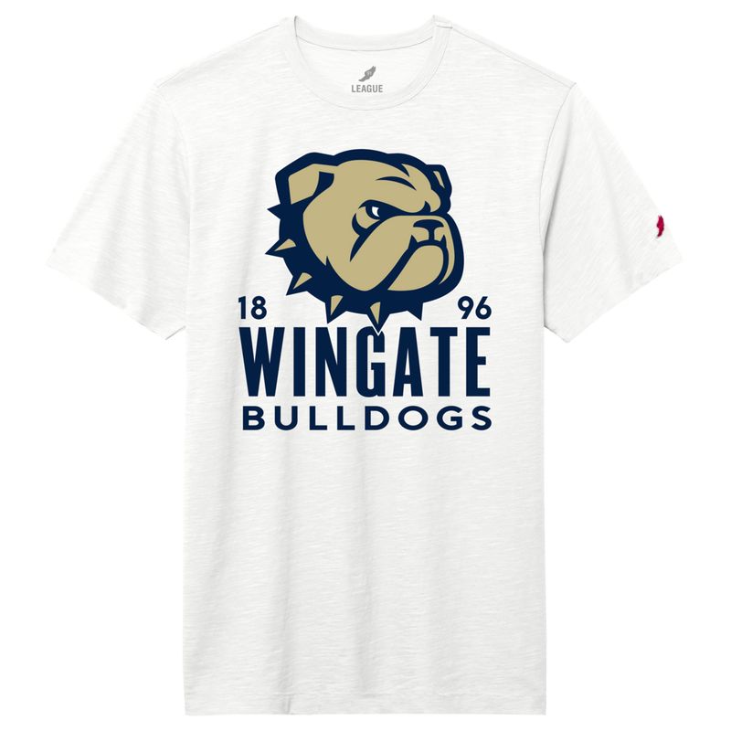 Washed Vintage White Dog Head 1896 Wingate Bulldogs Jersey Slub Short Sleeve T Shirt