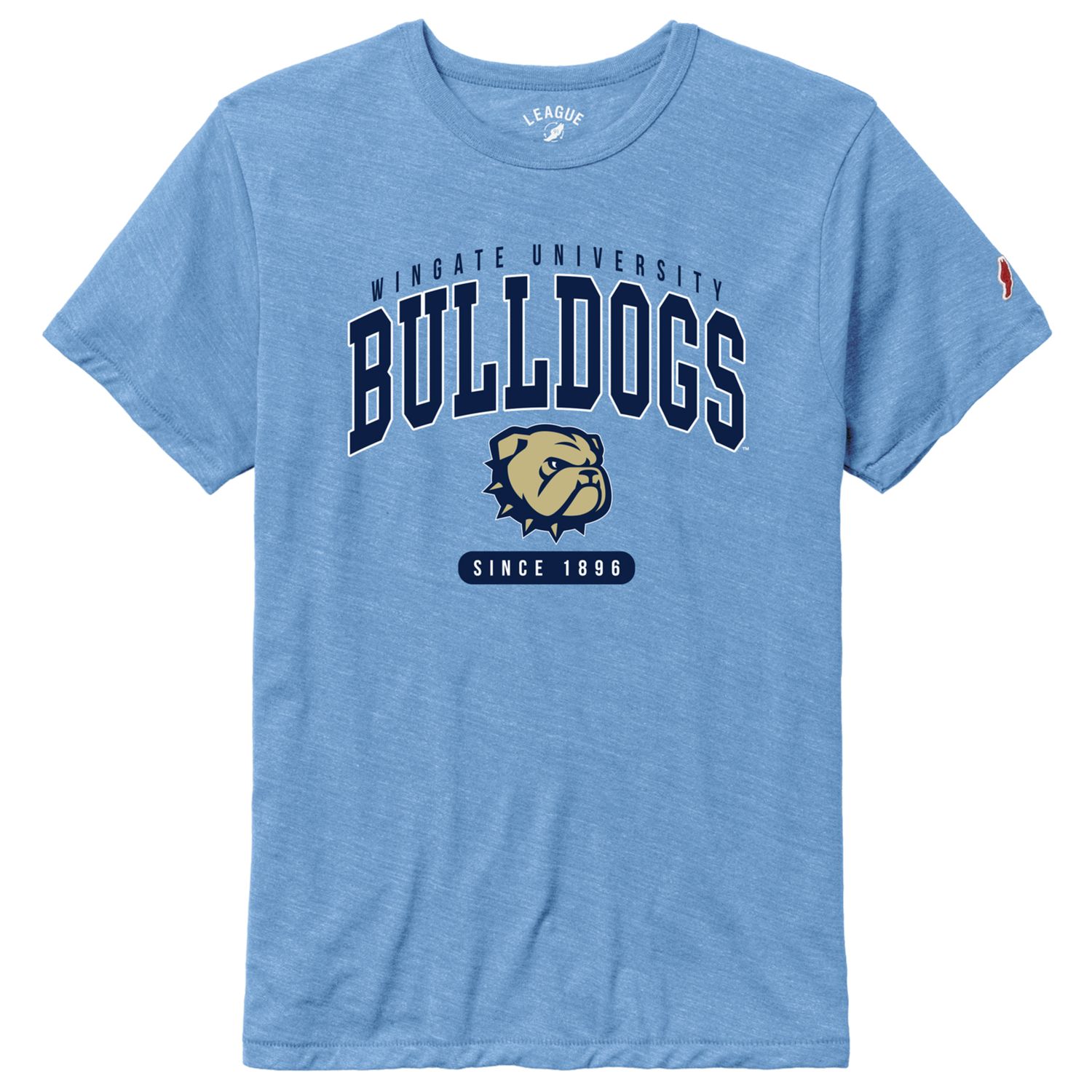 Heather Power Blue Wingate Bulldogs Dog Head Since 1896 Victory Falls Short Sleeve T Shirt
