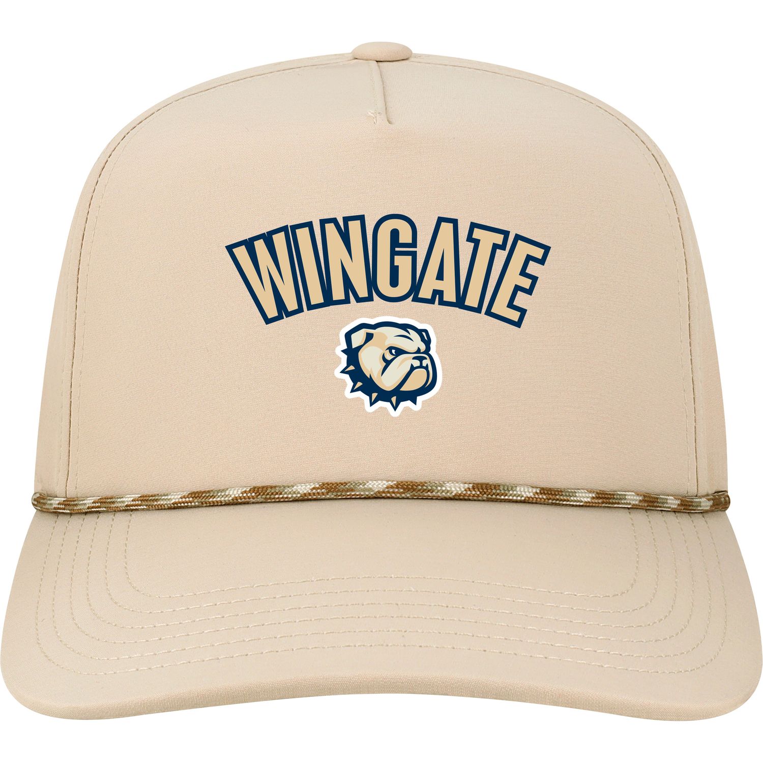 Stone Wingate Dog Head Embroidered 5 Panel Retro Inspired High Crown Structured Caddy Adjustable Snapback Rope Hat