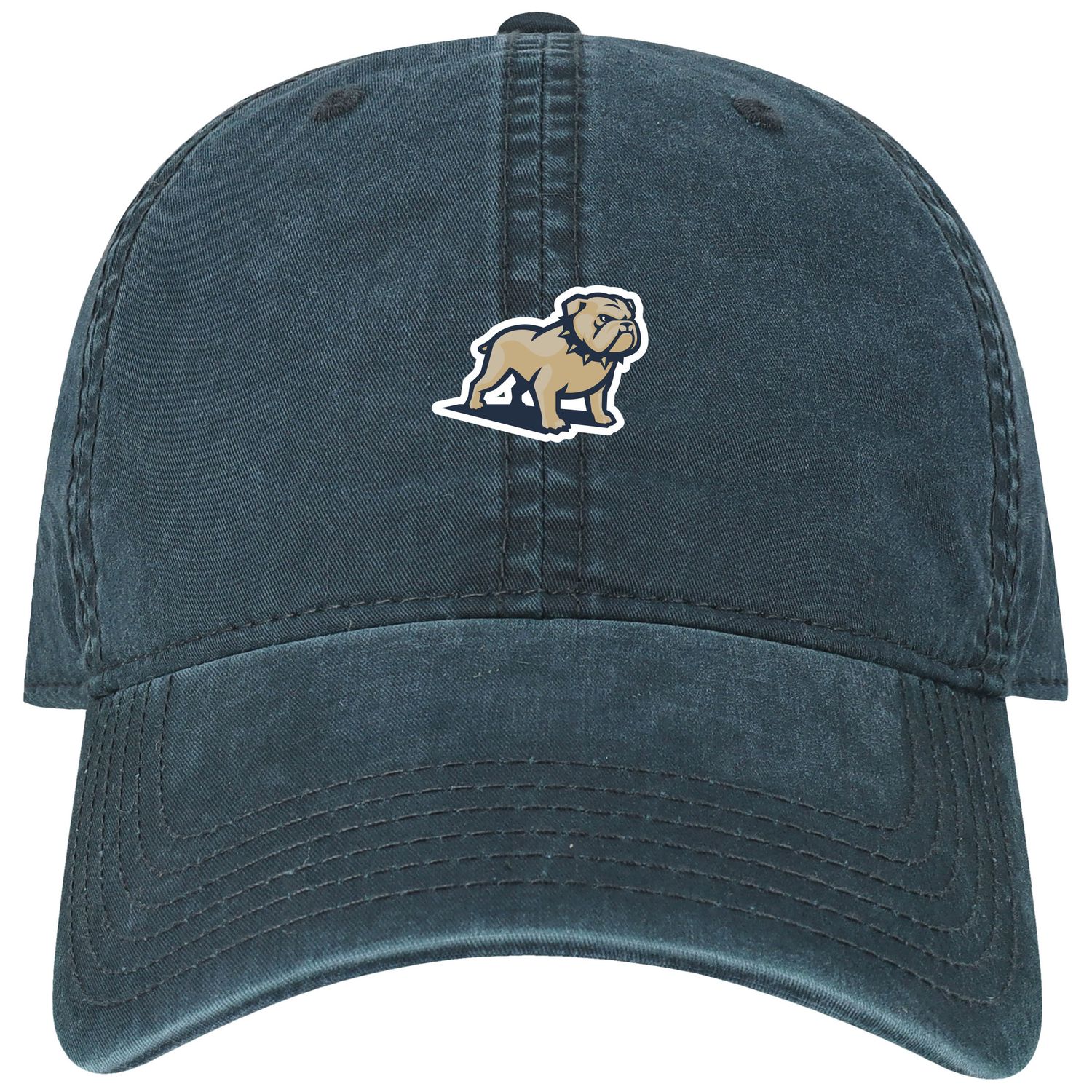Navy Dog Head Embroidered 6 Panel Unstructured Low Profile Terra Twill Adjustable Brass Slide Buckle Hat
