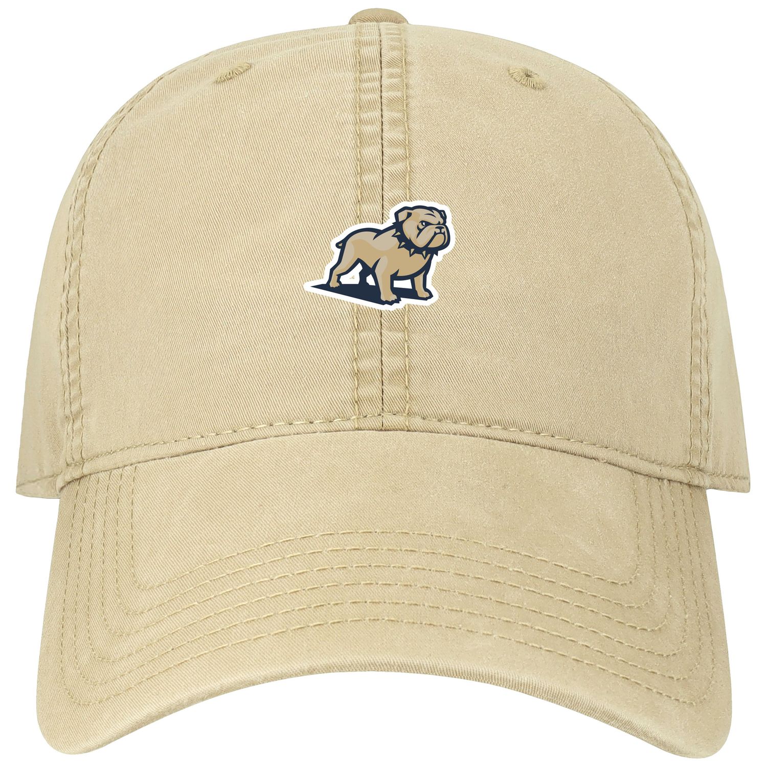 Khaki Dog Head Embroidered 6 Panel Unstructured Low Profile Terra Twill Adjustable Brass Slide Buckle Hat