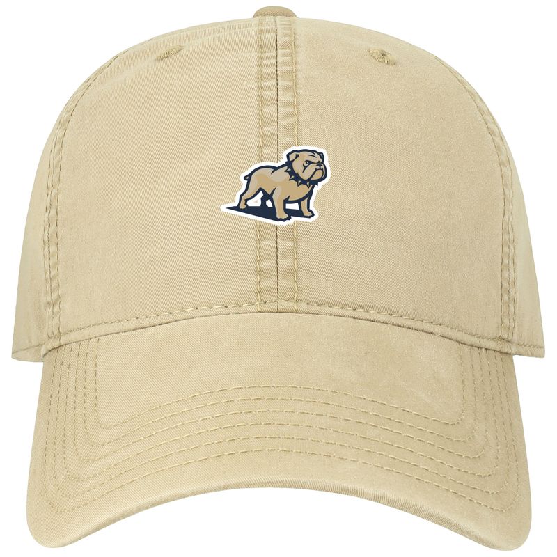Khaki Full Dog Embroidered 6 Panel Unstructured Low Profile Terra Twill Adjustable Brass Slide Buckle Hat