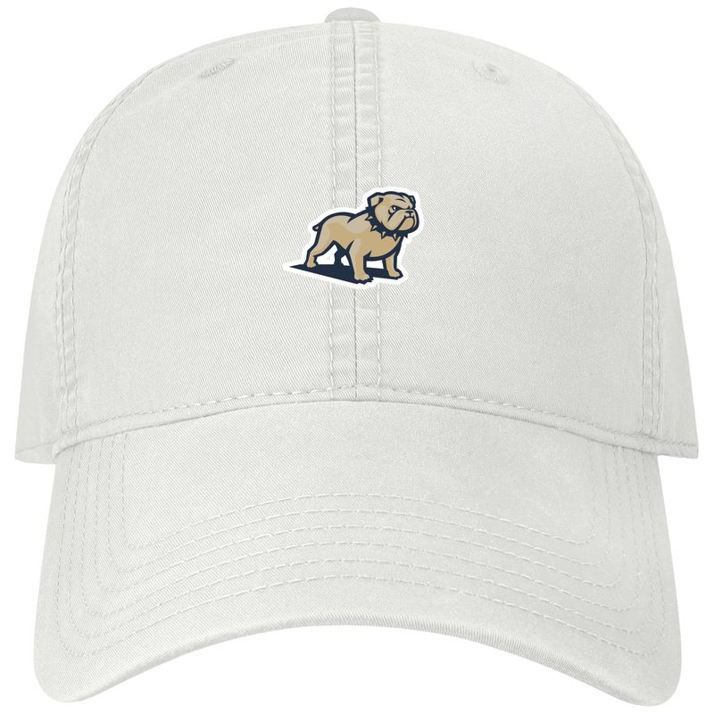 White Full Dog Embroidered 6 Panel Unstructured Low Profile Terra Twill Adjustable Brass Slide Buckle Hat
