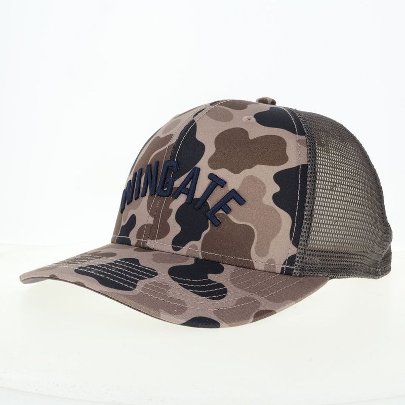 Wingate Embroidered Grey Duck Camo 6 Panel Mid Pro Structured Snapback Trucker Hat