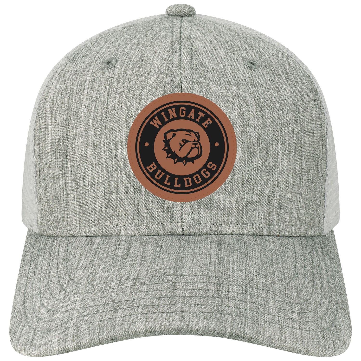 Youth Grey White Wingate Dog Head Bulldogs Leather Patch Mid Profile Structured Snapback Hat