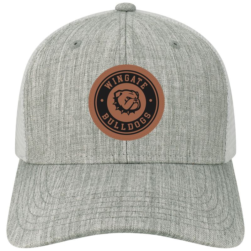 Youth Grey White Wingate Dog Head Bulldogs Leather Patch Mid Profile Structured Snapback Hat