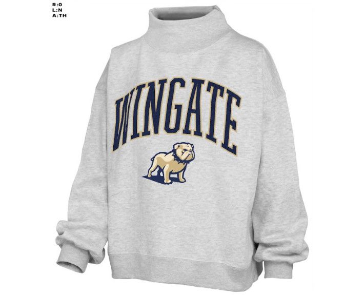 Ash Grey Wingate Full Standing Dog Nelson Texture Lingo Oversized Mock Neck Sweatshirt, Size: SM