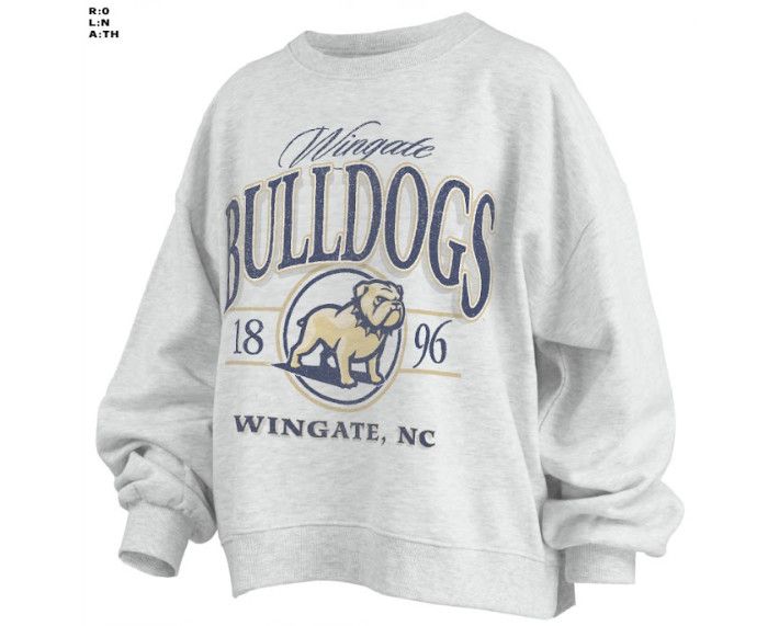 Oatmeal Wingate Bulldogs 1896 Dog Head Wingate NC Melange Janise Crewneck Sweatshirt, Size: SM