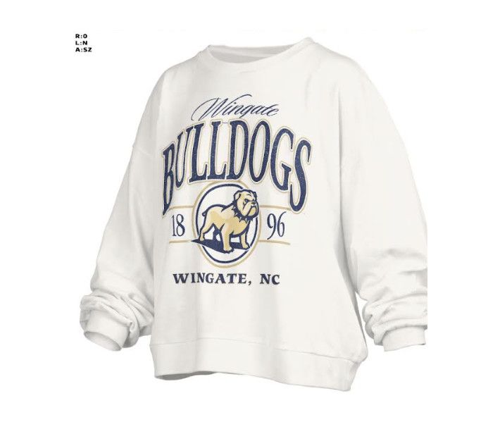 White Wingate Bulldogs 1896 Dog Head Wingate NC Vinson Crewneck Sweatshirt