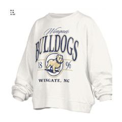 White Wingate Bulldogs 1896 Dog Head Wingate NC Vinson Crewneck Sweatshirt, Size: SM