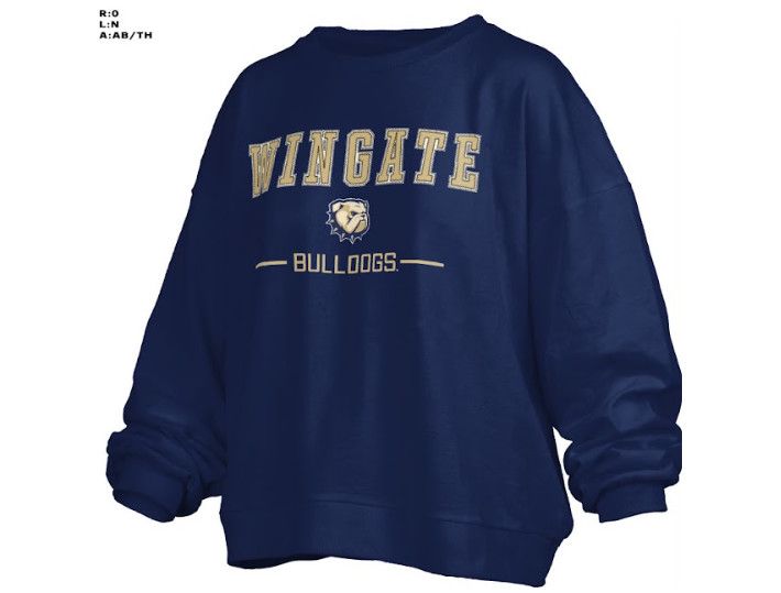 Navy Wingate Dog Head Bulldogs Jude Janise Crewneck Sweatshirt, Size: SM