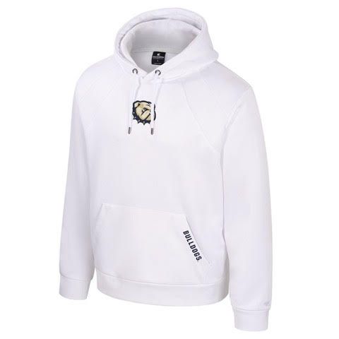 White Tackle Twill Dog Head Embroidered Wingate Rubberized Bulldogs Freezer Burn Hoodie Sweatshirt