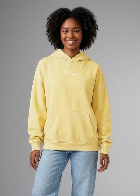 Sunshine Wingate Front Wingate NC Est 1896 Back Salt Wash Fleece Hoodie Sweatshirt