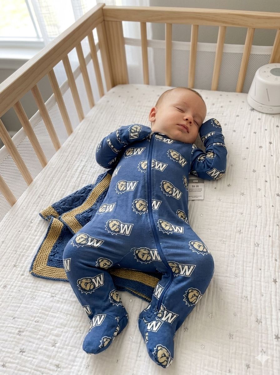 Infant Navy Dog Head W Printed Zipper Footie Pajamas, Size: 6M