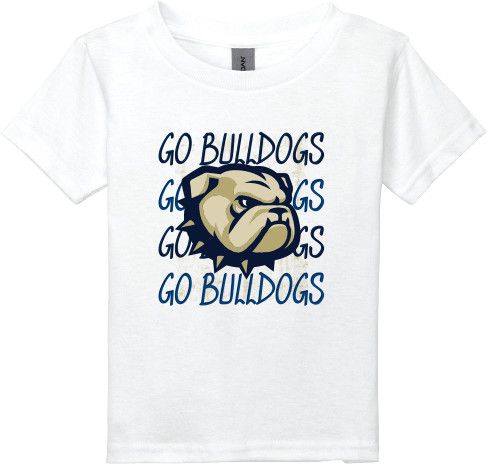 Toddler White Go Bulldogs Dog Head Short Sleeve T Shirt, Size: 2T