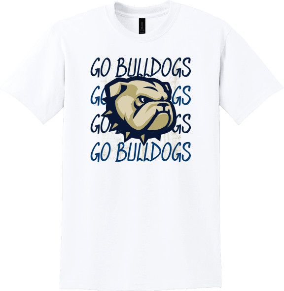 Youth White Go Bulldogs Dog Head Short Sleeve T Shirt, Size: SM