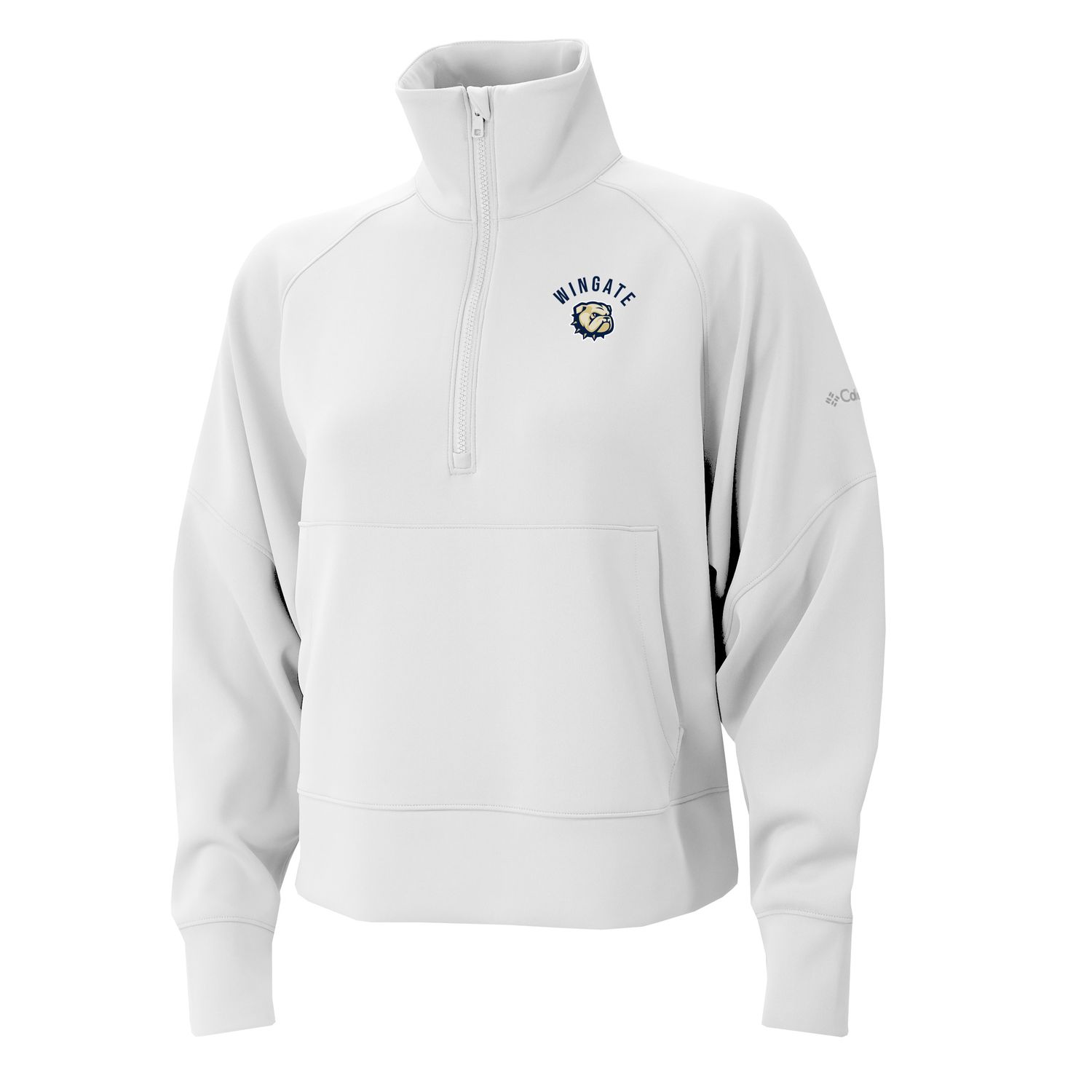 Ladies White Wingate Dog Head Embroidered Wickhams Hills 1/4 Zip Pullover Jacket, Size: SM