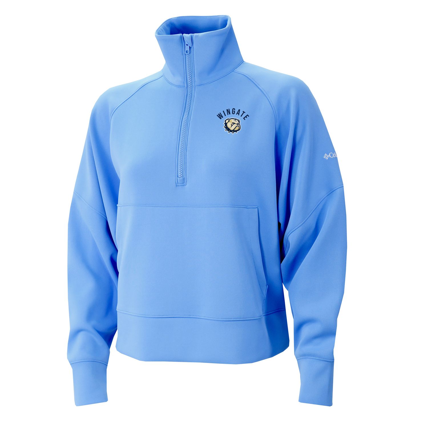 Ladies Carolina Blue Wingate Dog Head Embroidered Wickhams Hills 1/4 Zip Pullover Jacket, Size: SM