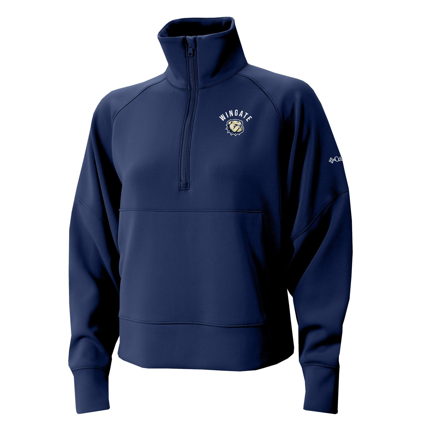 Ladies Navy Wingate Dog Head Embroidered Wickhams Hills 1/4 Zip Pullover Jacket, Size: SM