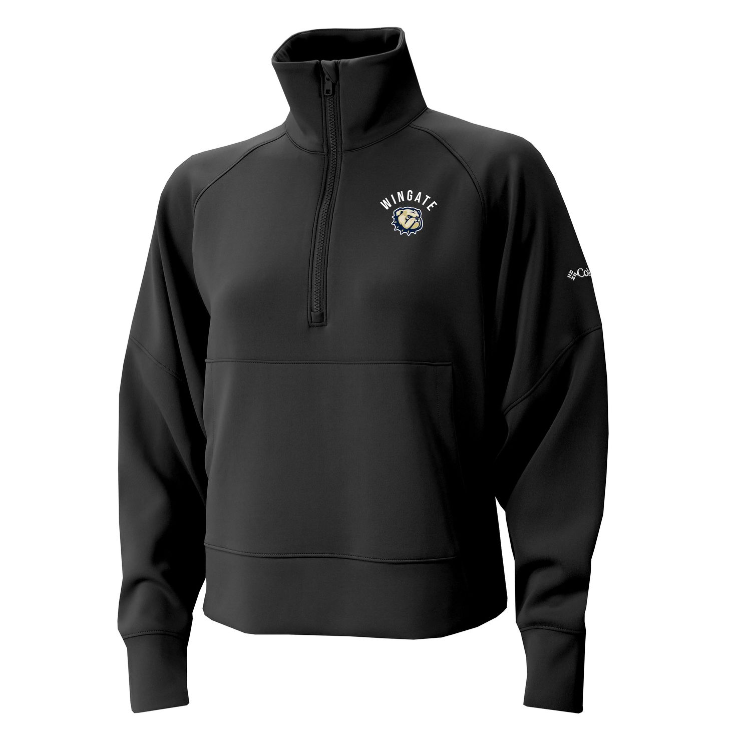 Ladies Black  Wingate Dog Head Embroidered Wickhams Hills 1/4 Zip Pullover Jacket, Size: SM