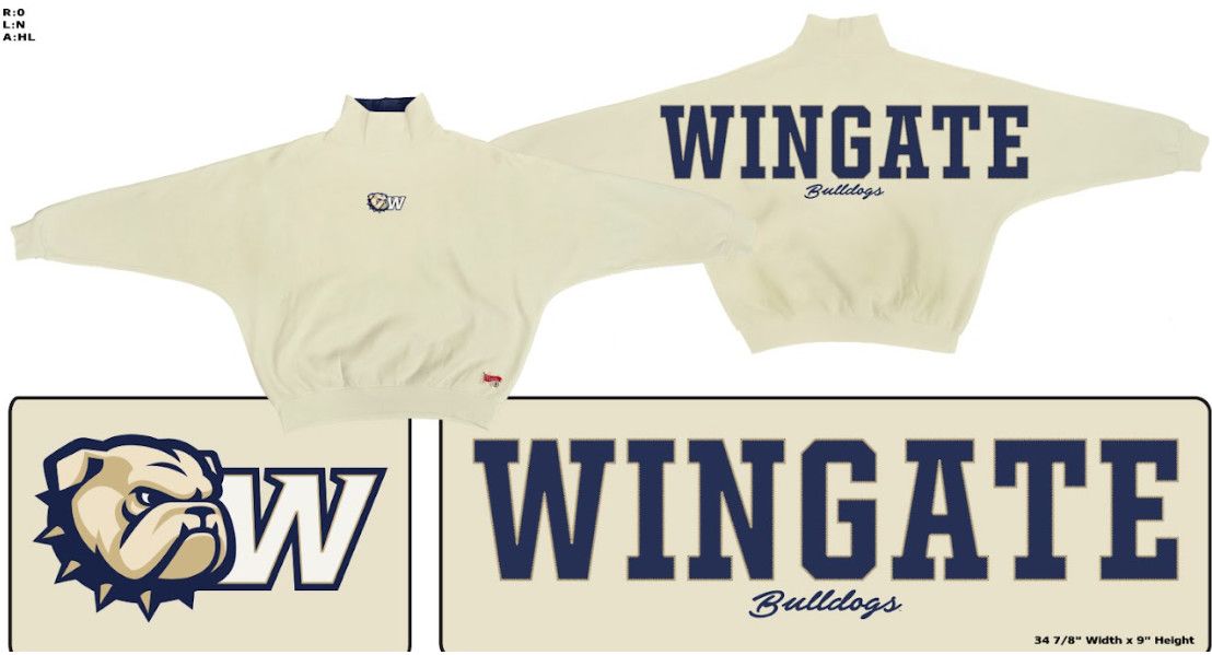 Ivory One Size Full Dog Front Wingate Bulldogs Back Flannigan Mocksville Mock Neck Sweatshirt