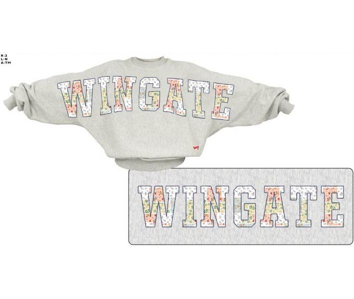 Ash Grey One Size Wingate Floral Applique Hilda Crewneck Sweatshirt