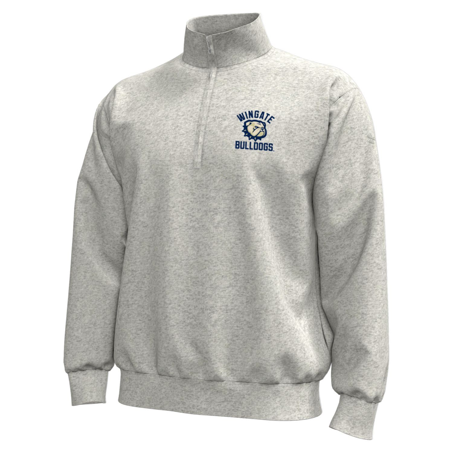 Silver Heather Wingate Dog Head Bulldogs Icon Fleece 1/4 Zip Jacket, Size: LG