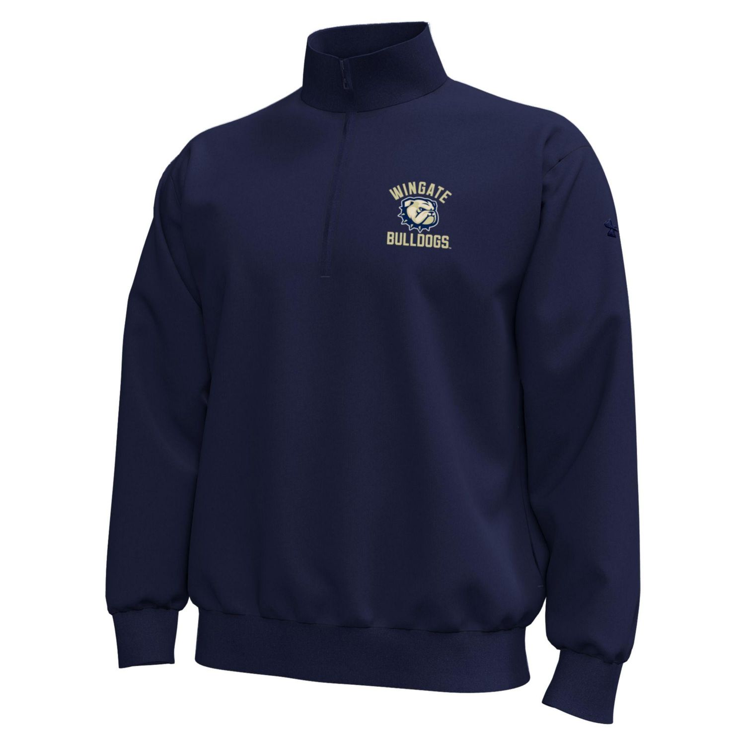 Navy Wingate Dog Head Bulldogs Icon Fleece 1/4 Zip Jacket, Size: LG