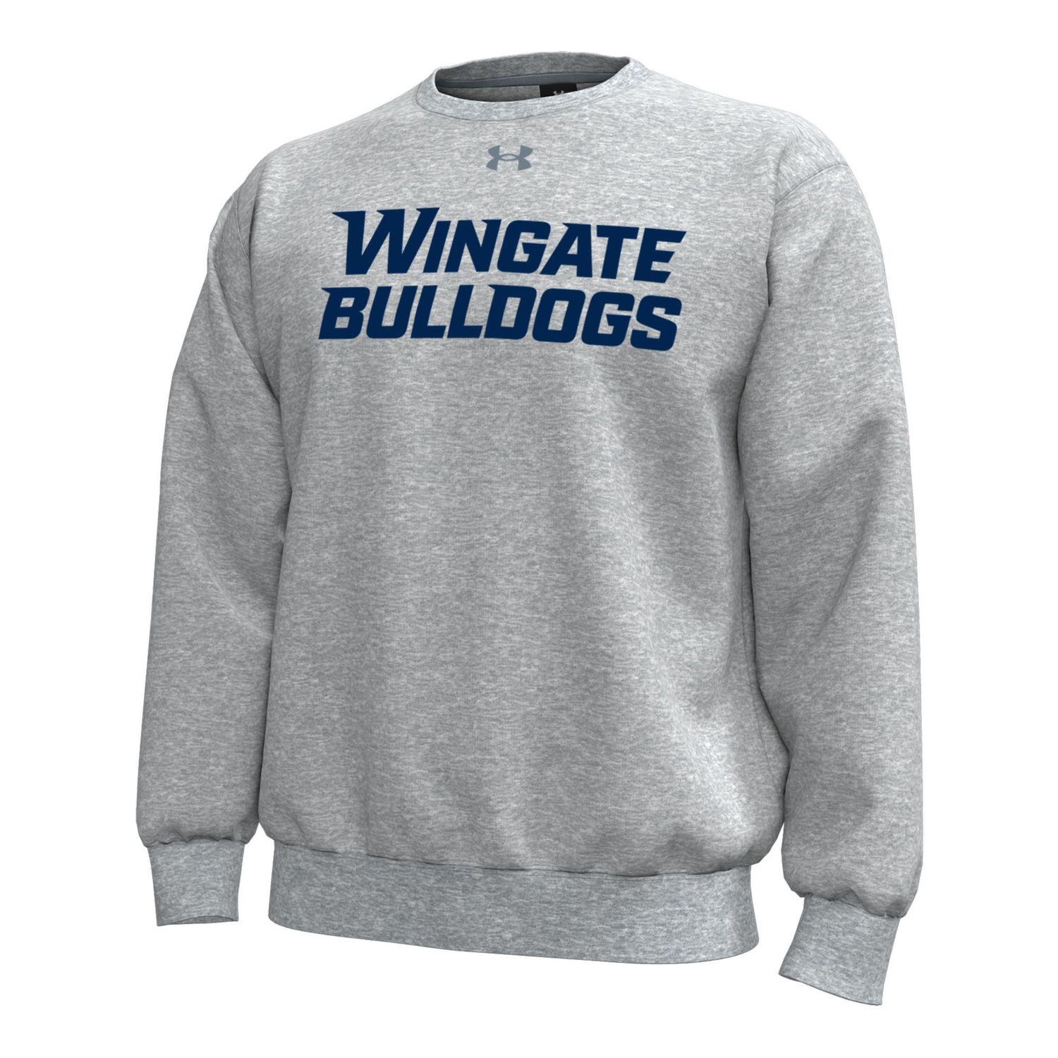 Steel Heather Wingate Bulldogs Icon Fleece Crewneck Sweatshirt, Size: SM