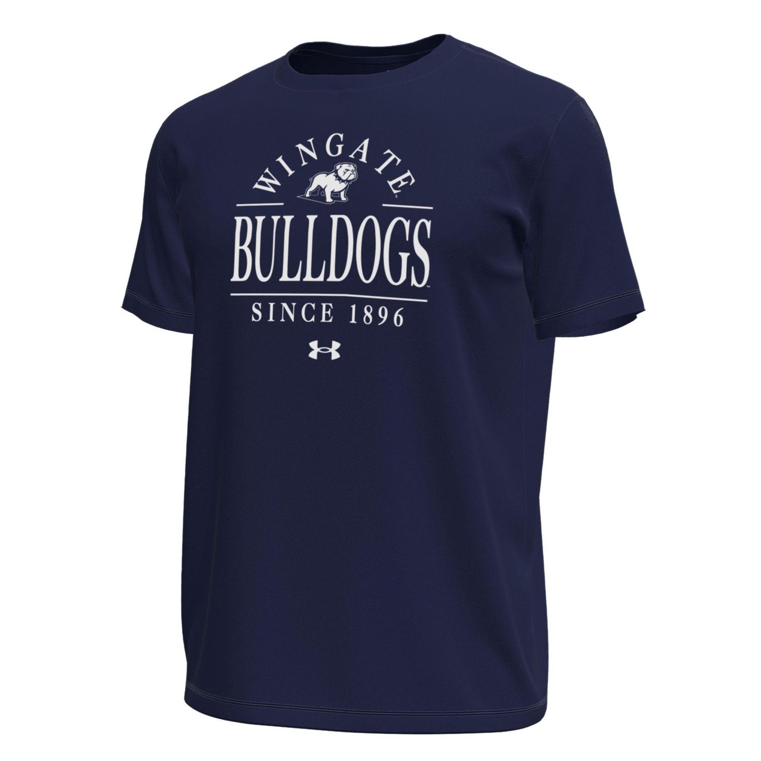 Navy Midnight Wingate Standing Dog Bulldogs Since 1896 Tech Stretch Short Sleeve T Shirt, Size: SM