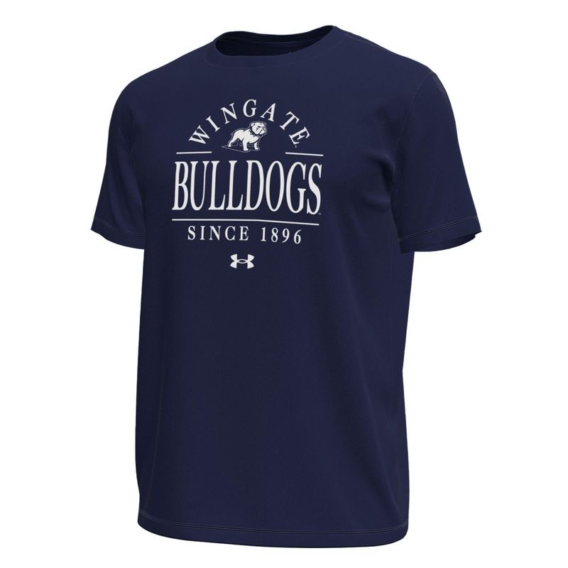 Navy Midnight Wingate Standing Dog Bulldogs Since 1896 Tech Stretch Short Sleeve T Shirt