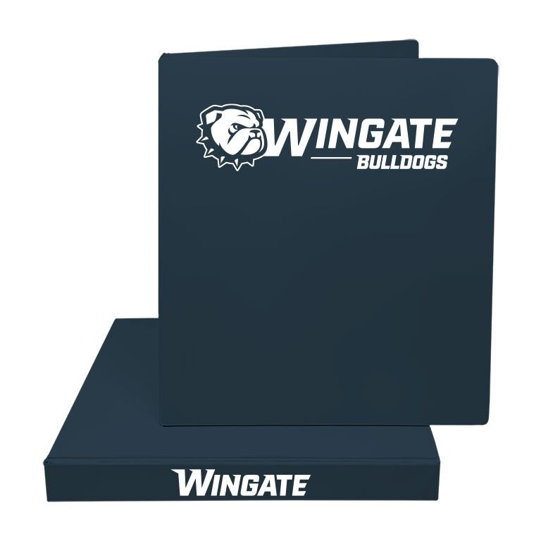 Navy Wingate Bulldogs Dog Head Binder (white ink)