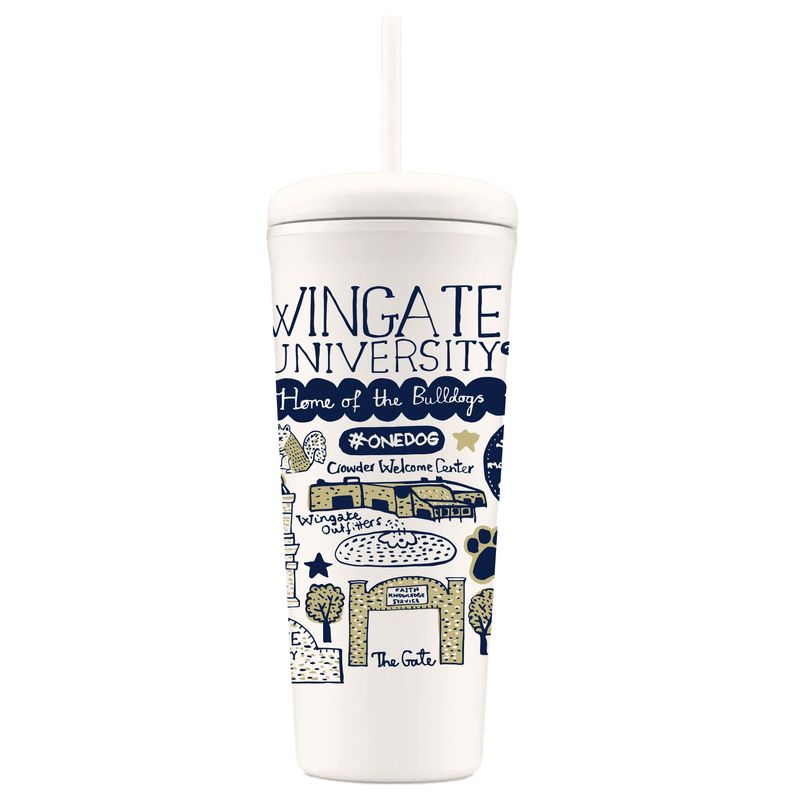 Julia Gash 26 oz Wingate Logo Collage Plastic Willow Straw Tumbler
