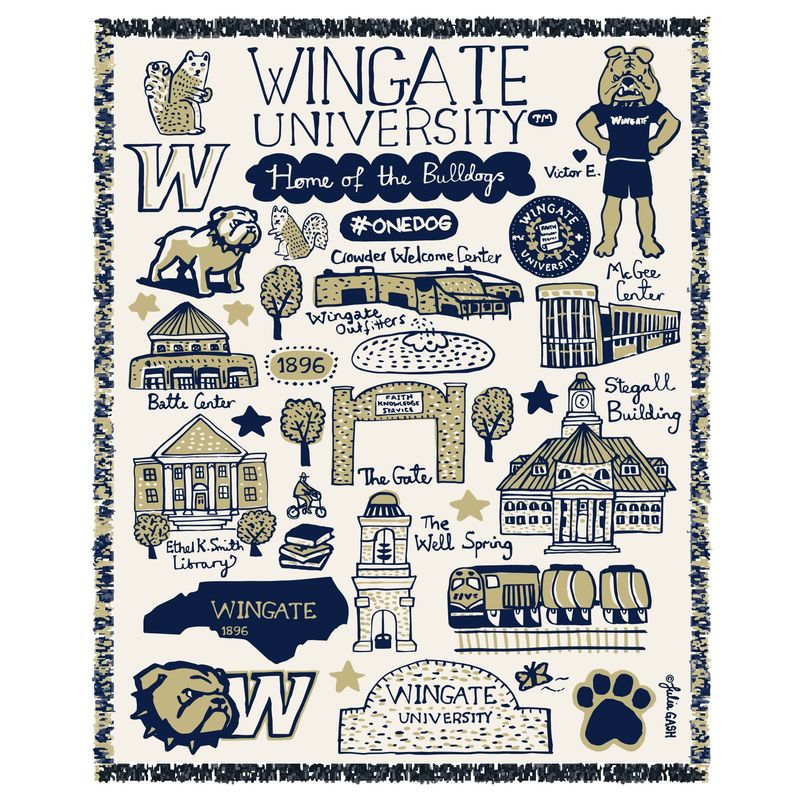 Julia Gash 48" x 60" Wingate Logo Collage Tapestry Blanket