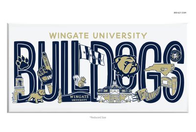 10" x 20" Regina Doodle Art  Wingate University Bulldogs Logo Canvas