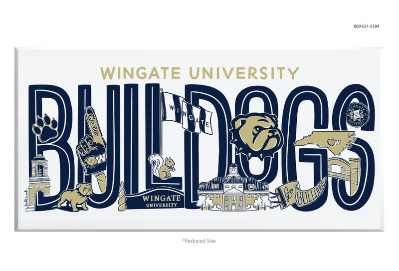 10" x 20" Regina Doodle Art  Wingate University Bulldogs Logo Canvas