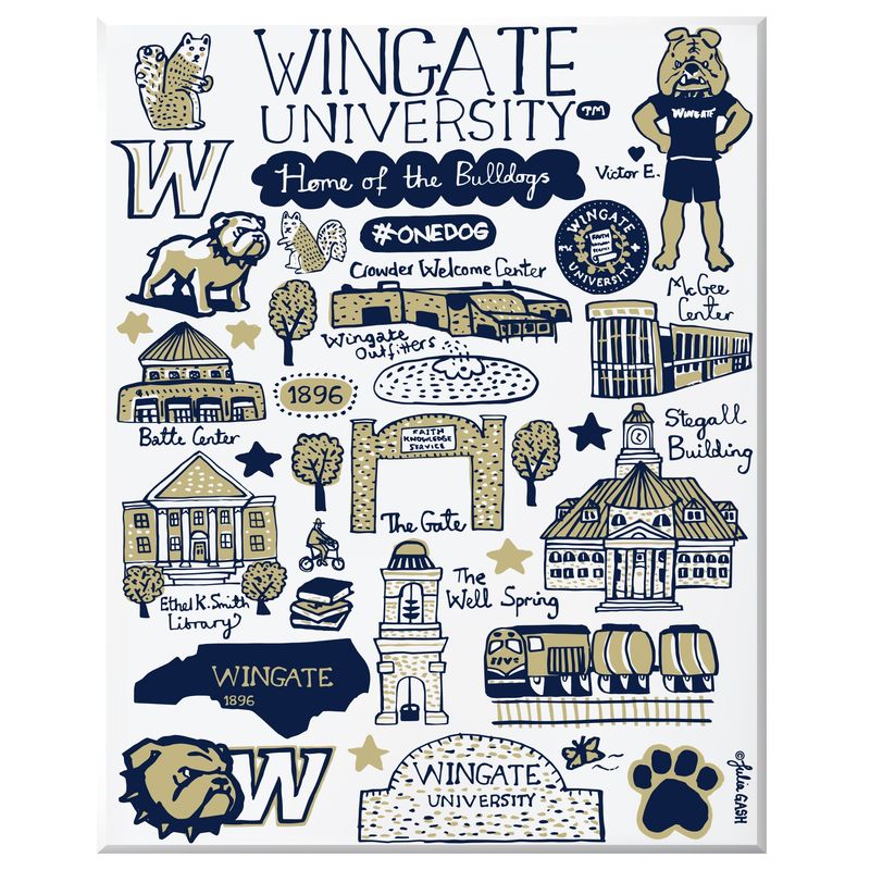 Julia Gash 16" x 20" Wingate Logo Collage Canvas