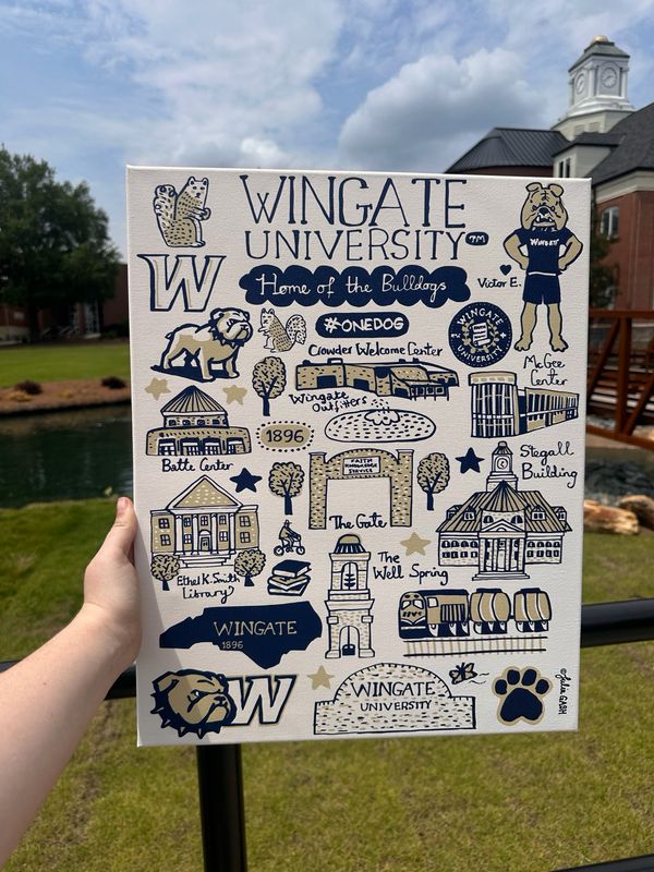 Julia Gash 16" x 20" Wingate Logo Collage Canvas