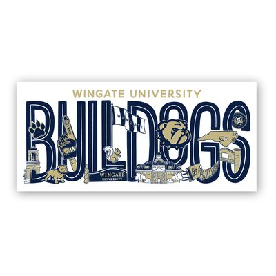 Regina Doodles Art Wingate Bulldogs Logo Recycled Wood Magnet