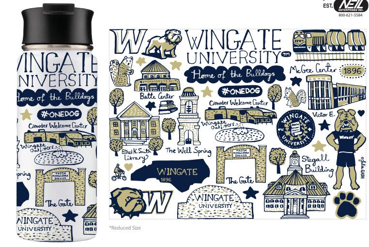 Julia Gash 20 oz Wingate Logo Collage Ronnie Tumbler