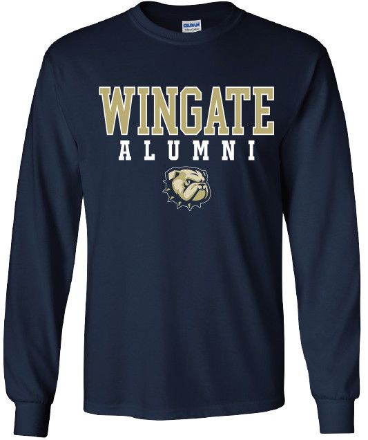Navy Wingate Alumni Dog Head Long Sleeve T Shirt, Size: SM