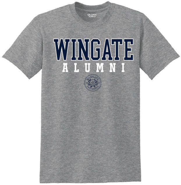 Grey Wingate Alumni Seal Short Sleeve T Shirt, Size: SM