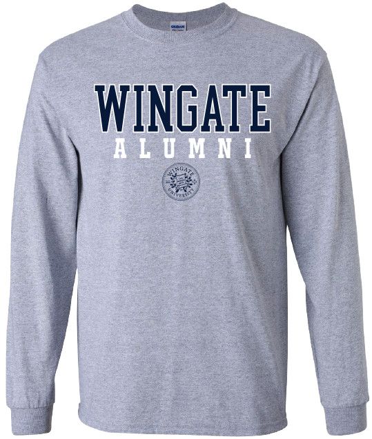Grey Wingate Alumni Seal Long Sleeve T Shirt, Size: SM